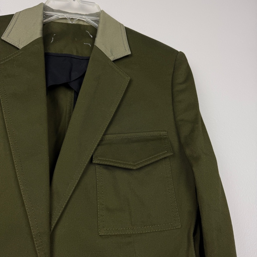 Loewe Green Colorblock Cotton Military Long Jacket - Picture 5 of 7